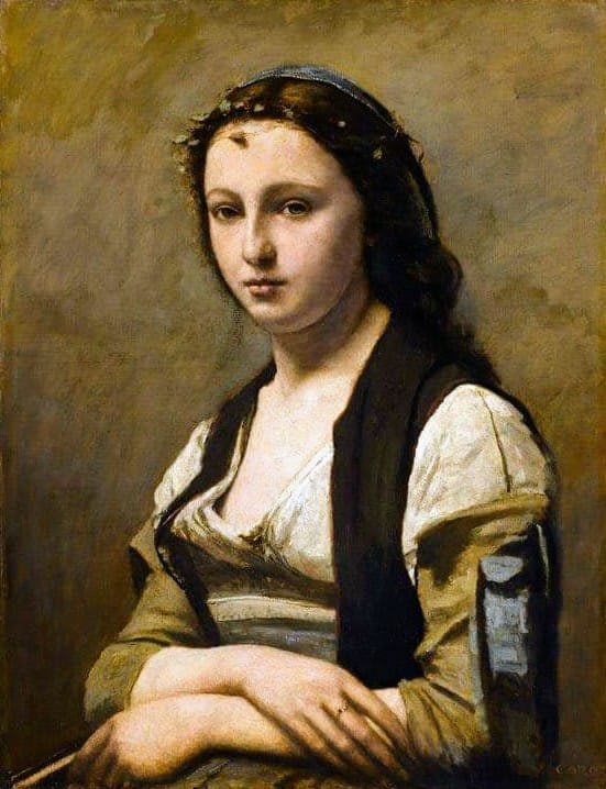 La Mujer de la Perla. Jean-Baptiste Camille Corot. 1868 - Ubicación: Museo del Louvre, París (Francia)