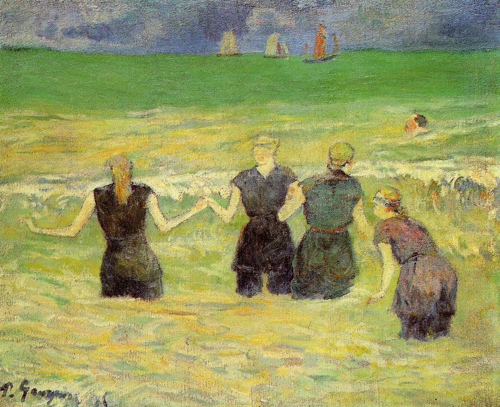 Mulheres Tomando Banho em Dieppe. 1885 - Óleo sobre Tela (38x46cm) - Localização: C (Japão)
