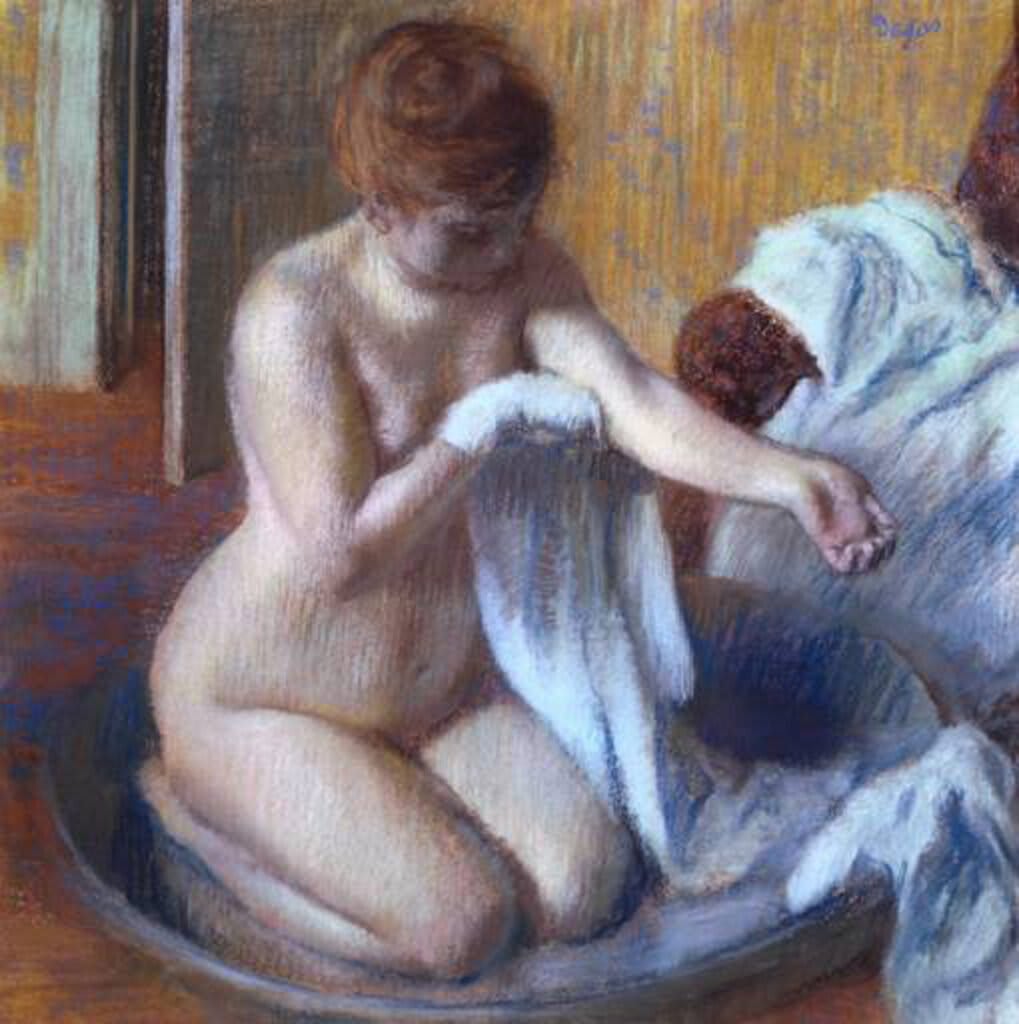 Mulher na Banheira. (Pastel) Edgar Degas. 1883