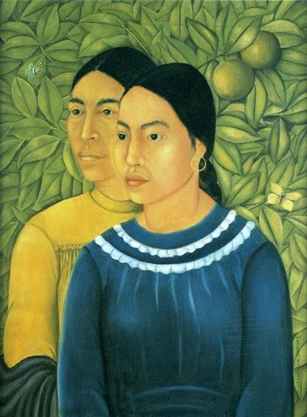 Pintura realista a óleo retratando Frida Kahlo em seu estúdio, com obras em andamento e elementos de sua vida pessoal.