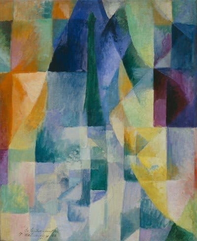 Un esempio di Cubismo Orfico di Delaunay, con interplay dinamico di colore e forma.