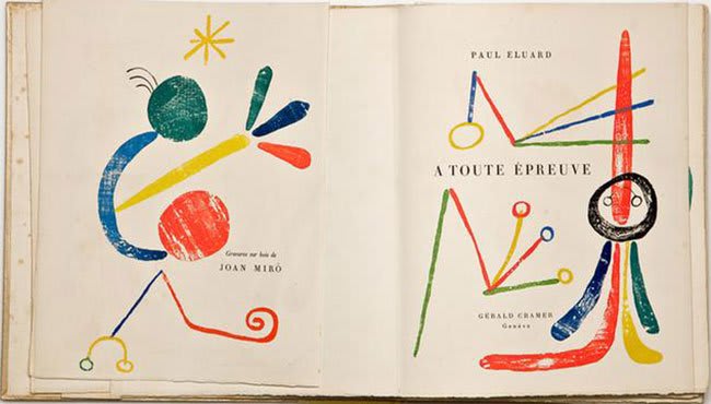 An early work by Miró, depicting a rural scene with vibrant colors