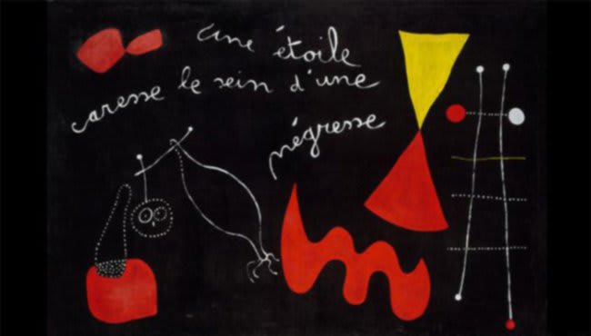 A vibrant and expressive painting by Miró from his later period