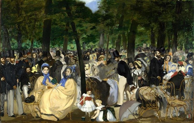 Música en el Jardín de las Tullerías. Édouard Manet.  1862