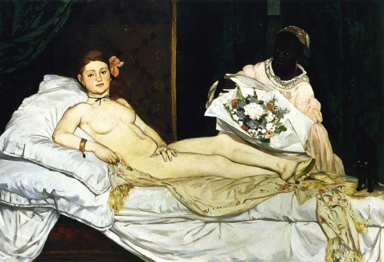Olympia. Édouard Manet.  1863 - Óleo sobre lienzo (130,5 x 190 cm) - Ubicación: Museo de Orsay, París (Francia)