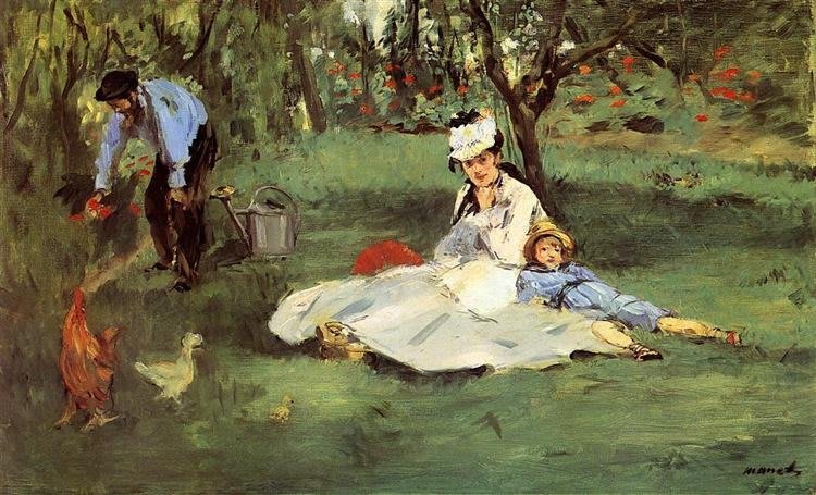 La familia Monet en su jardín de Argenteuil. Édouard Manet. 1874