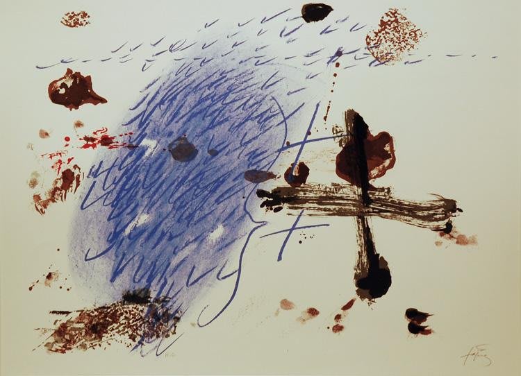 Textured artwork by Antoni Tàpies