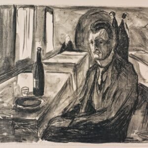 Autoportrait à la Bouteille de Vin d'Edvard Munch, lithographie de 1930
