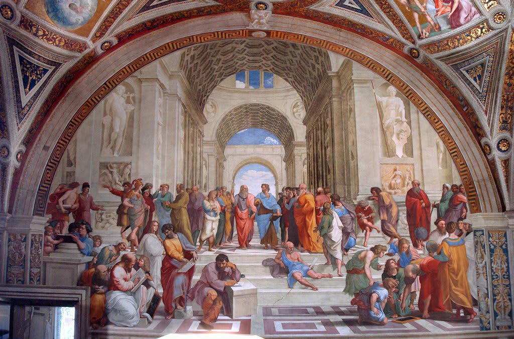 Peinture murale de la Renaissance, L'École d'Athènes, par Raphaël