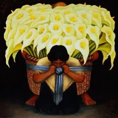 Tableau Le Vendeur de Fleurs par Diego Rivera