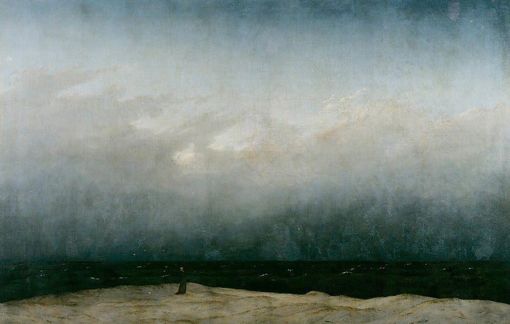 Peinture du Moine au bord de la mer, par Caspar David Friedrich, datant de 1808.