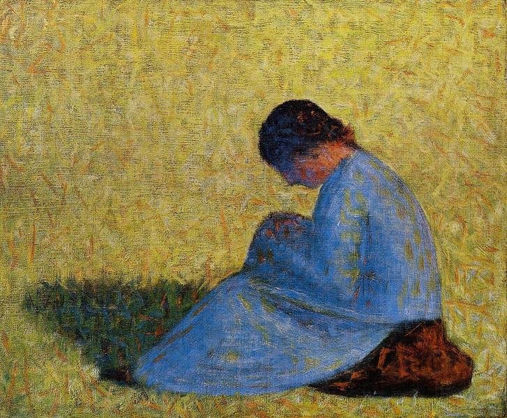 Georges Seurat: Biografía y el Puntillismo - Campesina Sentada en la hierba