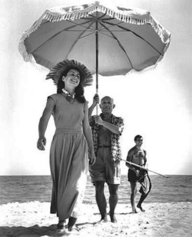 Françoise Gilot and Pablo Picasso in 1948 by Robert Capa