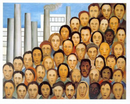 Obreros de Tarsila do Amaral, óleo sobre lienzo, 1933