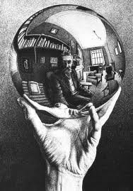 Imagen de una de las obras de Escher, Ocho Cabezas