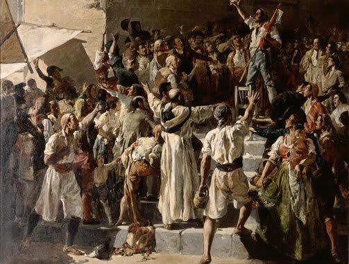 Peinture représentant Le Cri du Palleter, par Joaquín Sorolla.