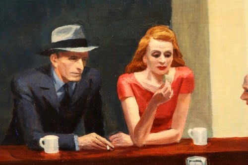 Detalle 1 de la obra Nighthawks de Edward Hopper, realizada en 1942.