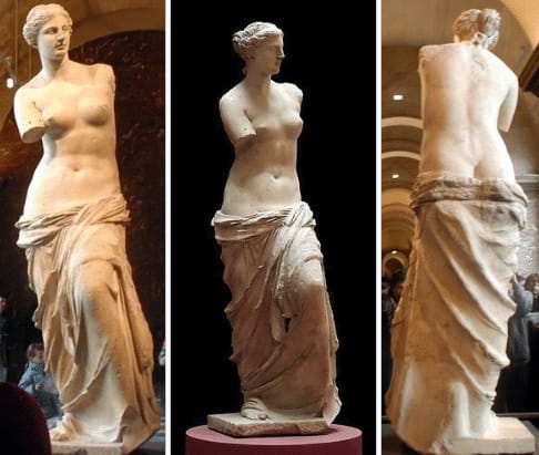 Estatua de la Venus de Milo, obra de Alejandro de Antioquía, expuesta en el Museo del Louvre.