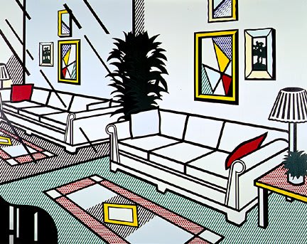 Interior con Pared Espejada. Roy Lichtenstein. 1991. Óleo y acrílico sobre lienzo (320,4 x 406,4 cm). Museo Solomon R. Guggenheim, Nueva York (EE. UU.)