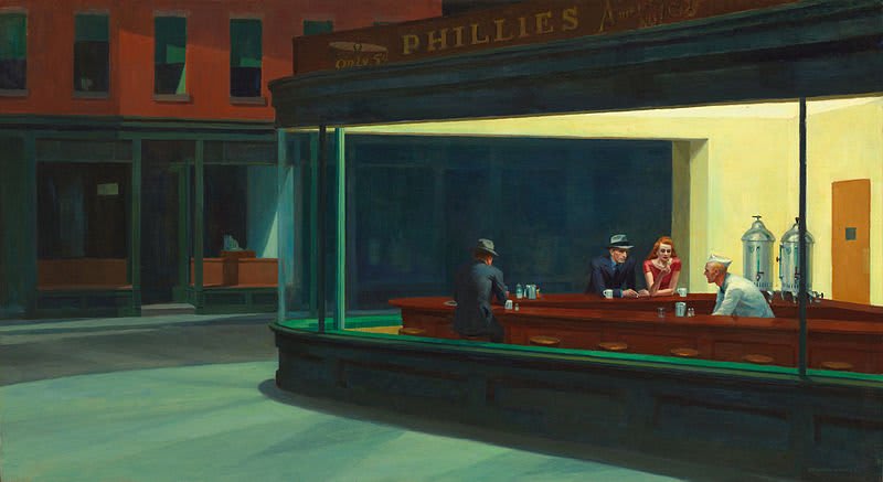 Nighthawks (Halcones de la noche), la pintura más famosa de Edward Hopper de 1942.