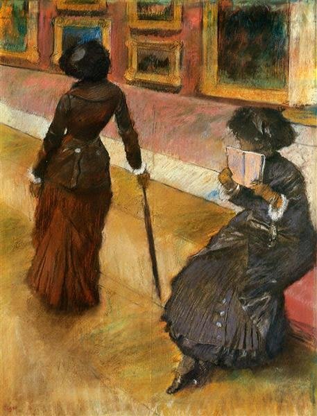 Mary Cassatt en el Louvre. Edgar Degas. 1880