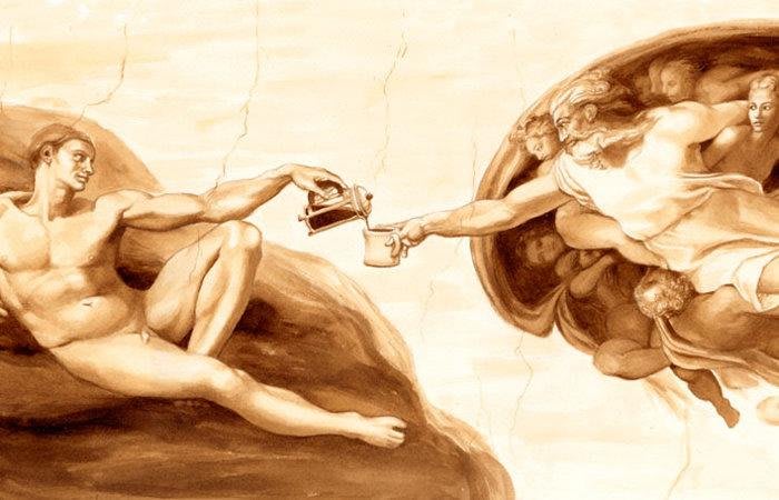 Réinterprétation amusante de la Création d'Adam