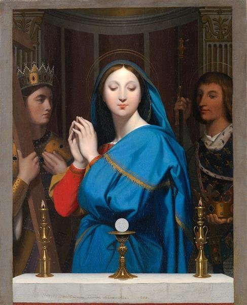 Una gran Virgen con la Hostia y dos Ángeles. Jean-Auguste Dominique Ingres. 1866
