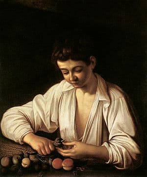 Muchacho pelando fruta, de Caravaggio