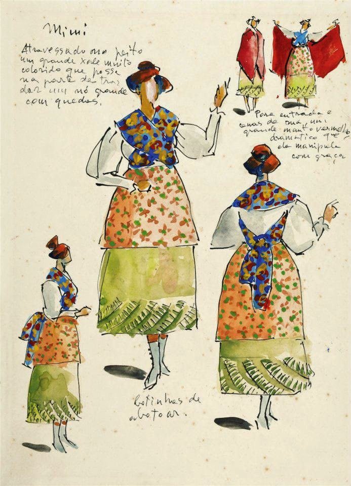 Carybé - Ilustración de figurín para la ópera La Bohéme