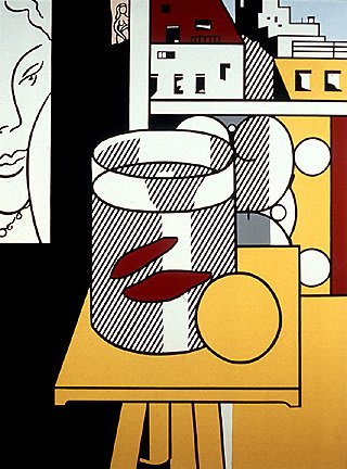 Nature Morte au Poisson Rouge de Roy Lichtenstein, 1974, avec des couleurs au-delà de la palette primaire.