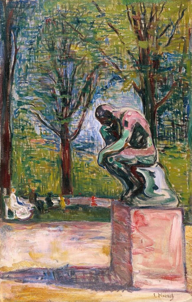 Rodin's The Thinker in Dr. Linde's Park in Lübeck. Edvard Munch. 1907 - Rodin Museum, Paris