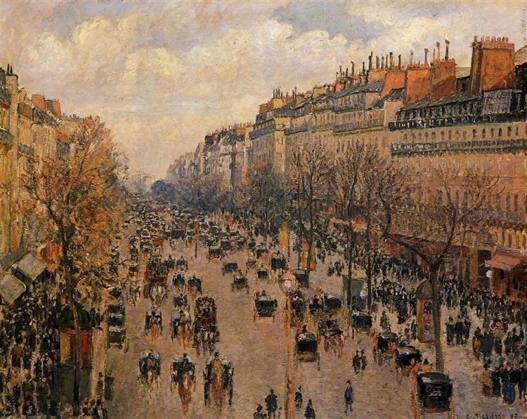 Autre vue du Boulevard Montmartre, montrant une scène urbaine sous une lumière différente.