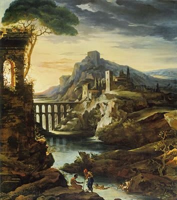 Paysage italien au coucher de soleil.