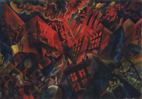 Explosion. George Grosz. 1917 - Huile sur panneau (47,8 x 68,2 cm) (expressionnisme)