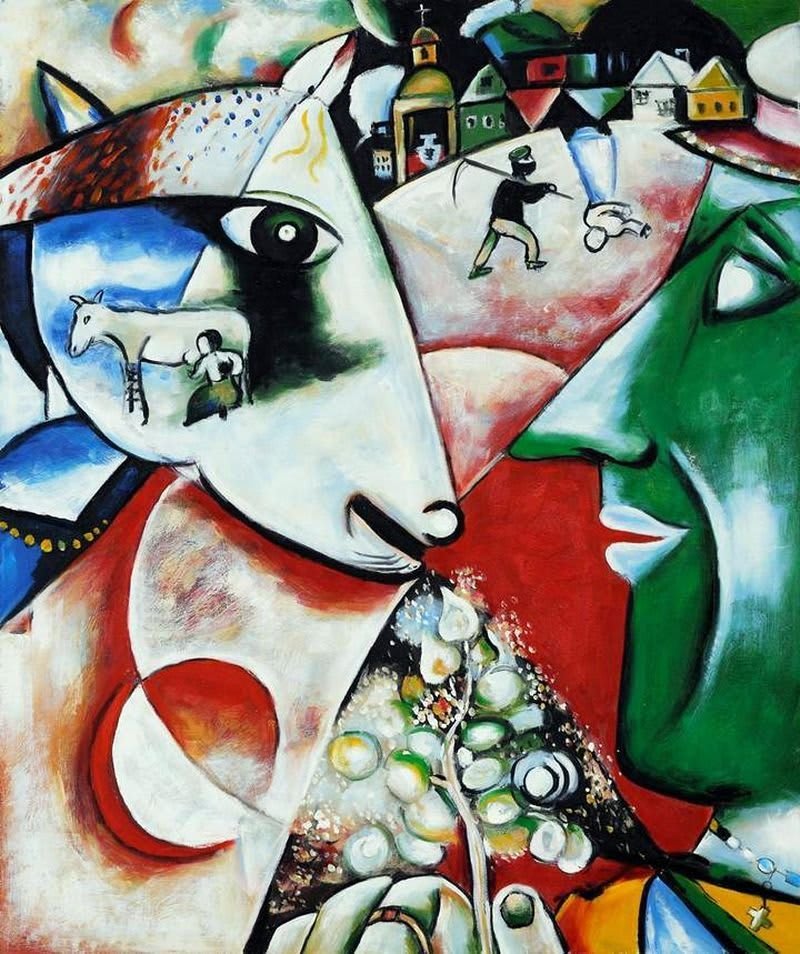 Yo y la Aldea. Marc Chagall. 1911