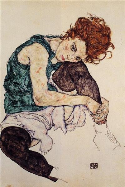 Dipinto di Egon Schiele, paesaggio con alberi