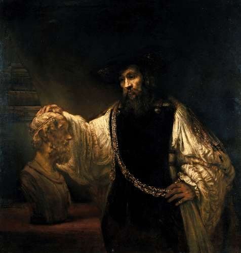 Aristóteles con un busto de Homero. Rembrandt van Rijn. 1653. Óleo sobre lienzo (143,5 × 136,5 cm) Museo Metropolitano de Arte, Nueva York