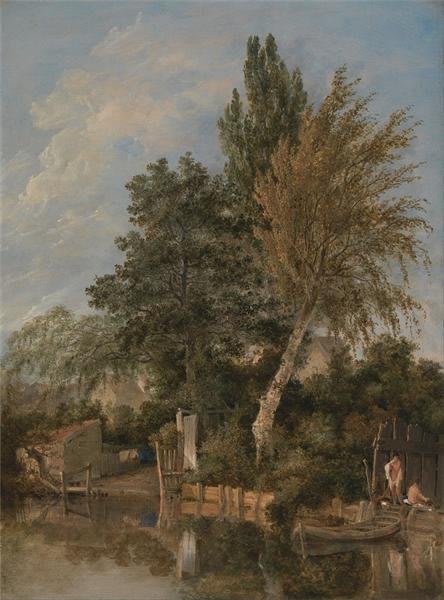 Niños bañándose en el río Wensum en Norwich, de John Crome