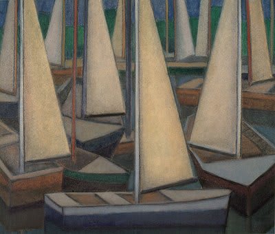 Toile 'Voiliers' d'Arcangelo Ianelli, datée de 1958.