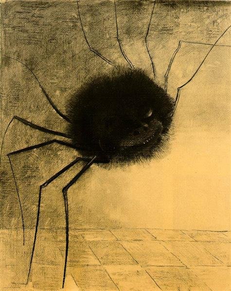 La Araña Sonriente, de Odilon Redon, litografía de 1887