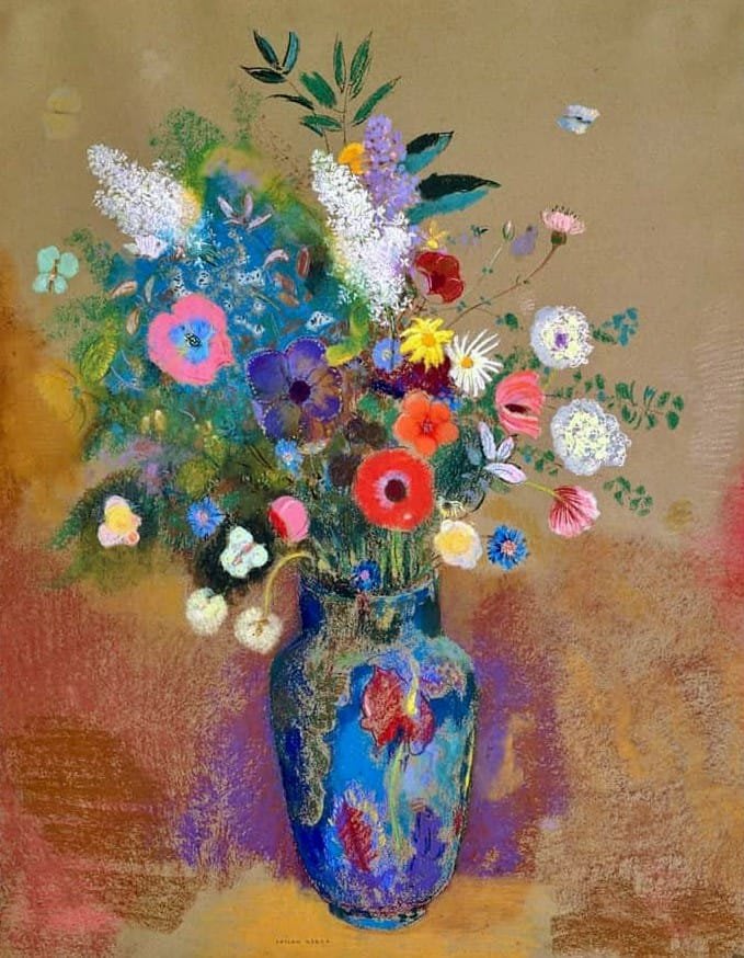 Ramo de Flores, de Odilon Redon, pastel sobre papel, 1905