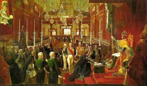 La coronación de Don Pedro I, detalle de la obra de Jean-Baptiste Debret