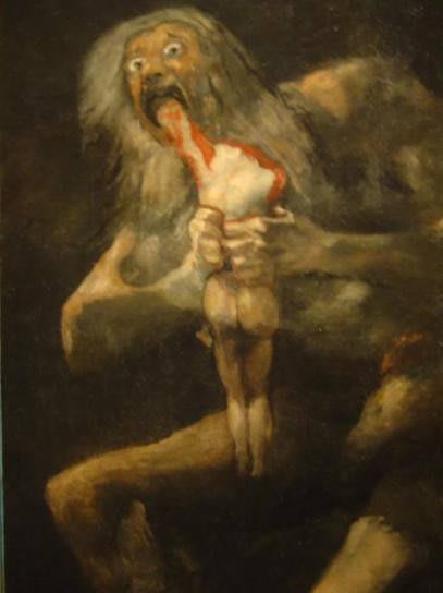 Saturne dévorant un de ses fils. Francisco de Goya. 1823