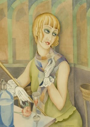 Portrait of Lili Elbe by Gerda Gottlieb in Art Deco style
