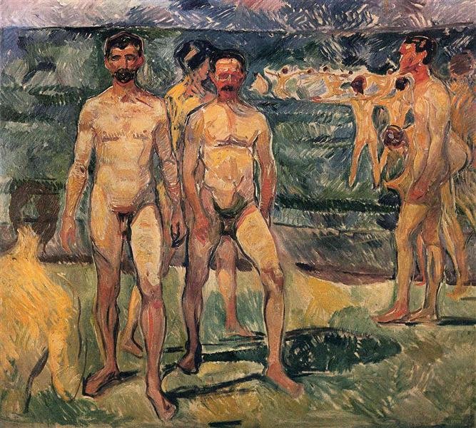 Hombres bañándose. Edvard Munch. 1907