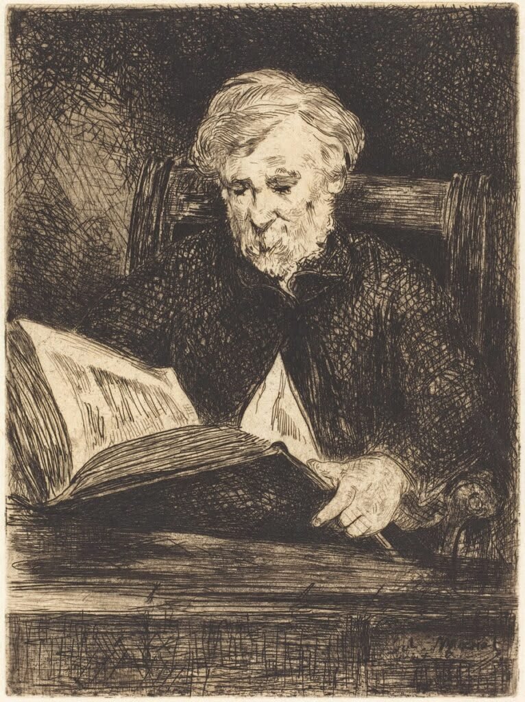 Le Liseur. Édouard Manet. 1861 - Gravure à l'eau-forte - Lieu : National Gallery of Art de Washington, États-Unis