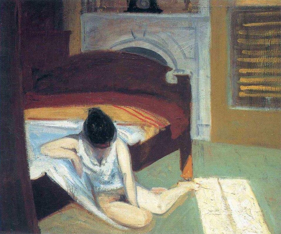 Peinture de la Jeune fille à la machine à coudre par Edward Hopper.
