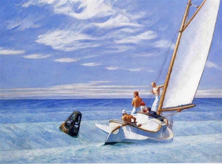 Peinture Gasolina (Gas) d'Edward Hopper, avec un pompiste solitaire.