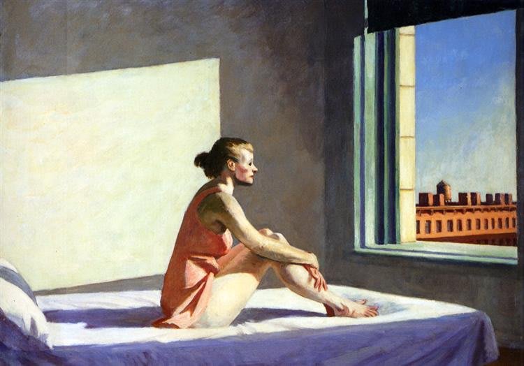 Peinture Luz Solar da manhã (Cape Cod Morning) de Edward Hopper, montrant deux femmes na varanda.