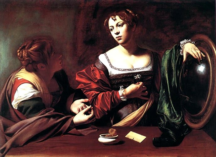 Peinture de Caravaggio, Marthe et Marie-Madeleine